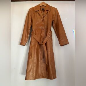 Vintage Genuine Leather Camel coloured Coat